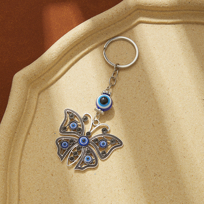 Wholesale Diamond Keychain  Elephant Butterfly Pendant Devil's Eye Accessories