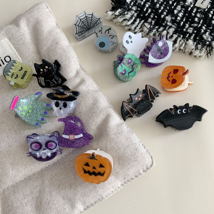 Wholesale  Acrylic Hair Claw Clip Fun Ghost Pumpkin Bat Design Fashion Hair Accessory Boutique Resale