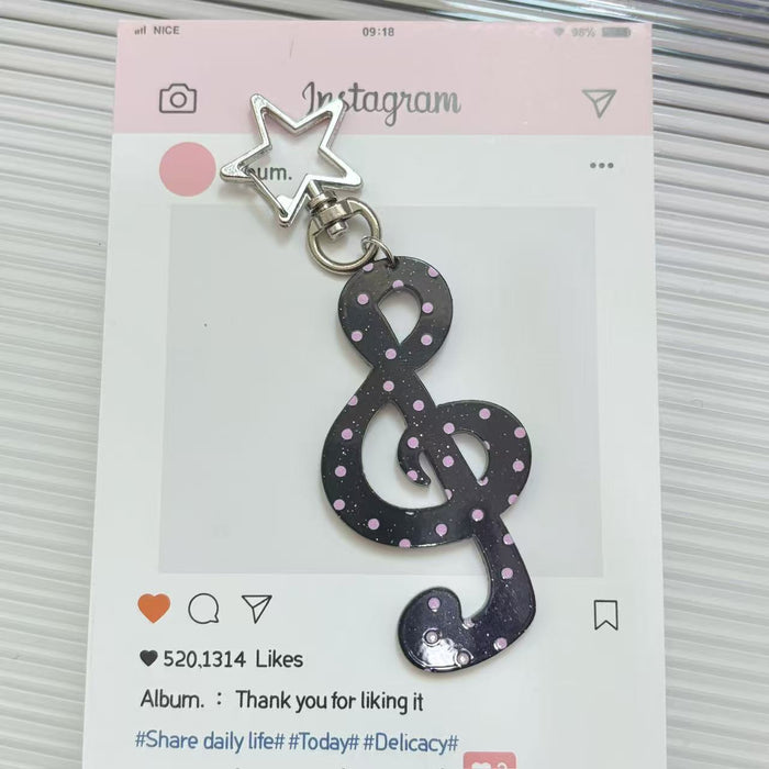 Wholesale Sweet polka dot striped star musical note keychain