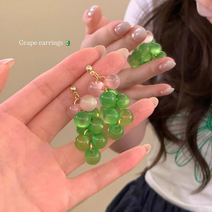 Wholesale Grape Theme Acrylic Earrings - Summer Fashion Jewelry Accessory Gift