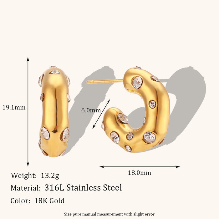 Wholesale Irregular C-shaped Earrings Stainless Steel Gold-plated Earrings JDC-ES-MengJ003