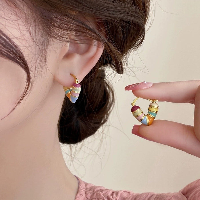 Wholesale Love colored ear studs, earrings, design sense, temperament, earrings