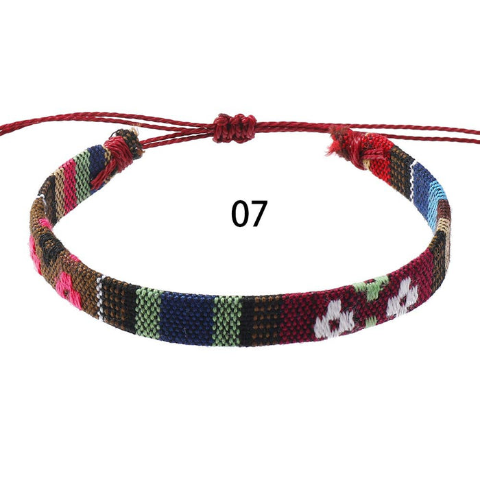 Wholesale Bohemian Cotton and Linen Fabric Braided Bracelet Colorful Ethnic Style Simple Knot Bracelet JDC-BT-XH010