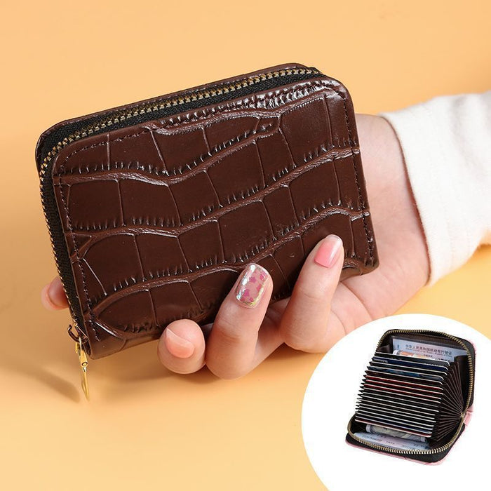 Wholesale PU Card Holder Multi-Slot Retro Letters Pattern Women' s Daily Wallet Gift MOQ≥3