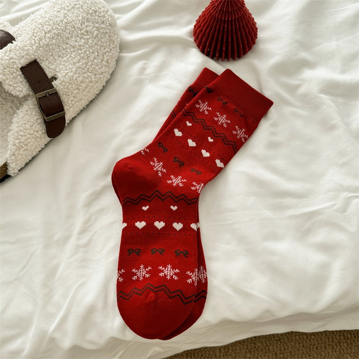 Wholesale Pure cotton socks, children's bow, heart, middle tube, stacked socks, retro style