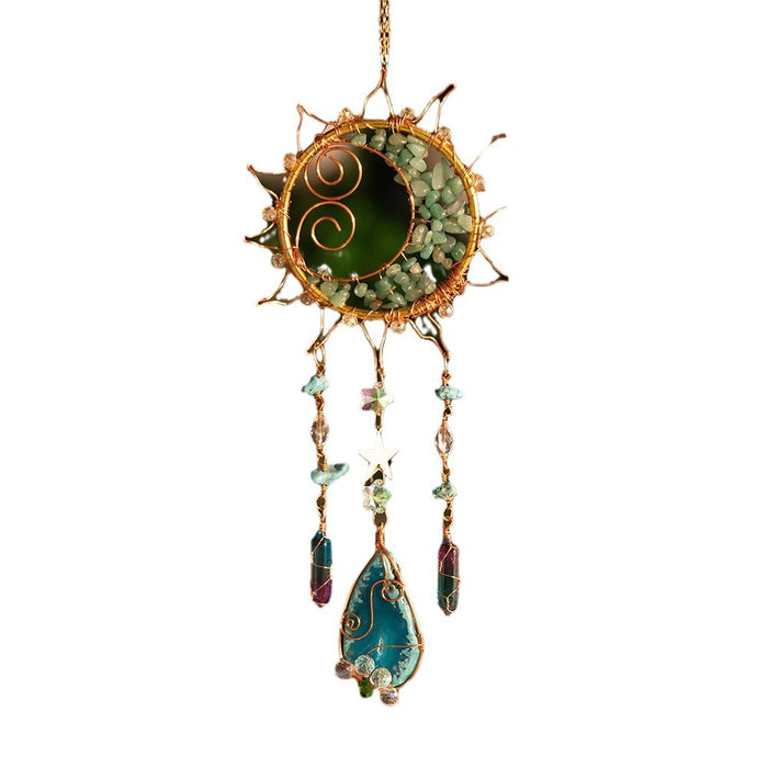 Wholesale Handmade Dongling Stone Smile Moon Sun Catcher Wind Chime Garden Decoration