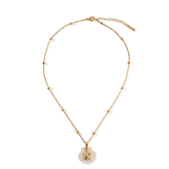 Wholesale Beach style stainless steel shell starfish necklace, ocean vacation series necklace