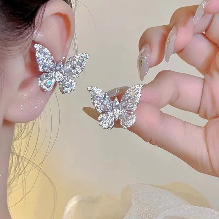 Wholesale Light luxury niche temperament butterfly ear clip fashionable high-end feeling ear bone clip women's new unique ear hole free earrings