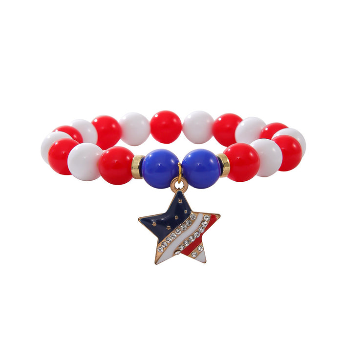 Wholesale Flag Five-pointed Star Heart American Independence Day Acrylic Bracelet JDC-BT-ShiY002