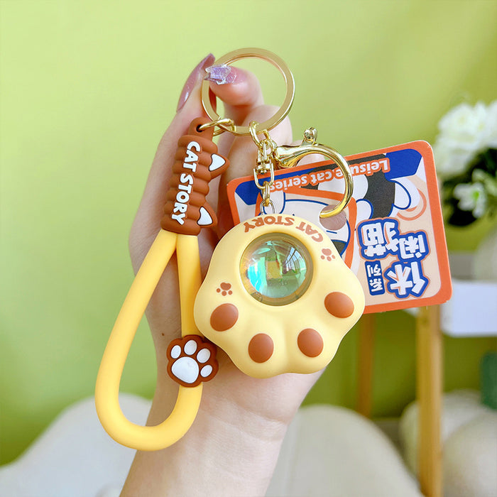 Wholesale Cat Paw Sunset Light Acrylic Keychain JDC-KC-YanG079