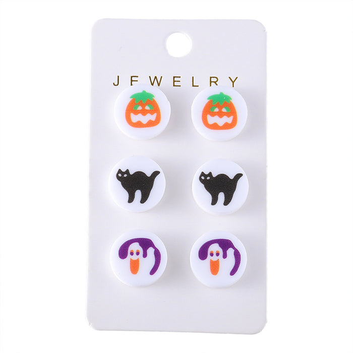 Wholesale  Ghost Black Cat Pumpkin Acrylic Earring Set Jewelry Accessory Gift