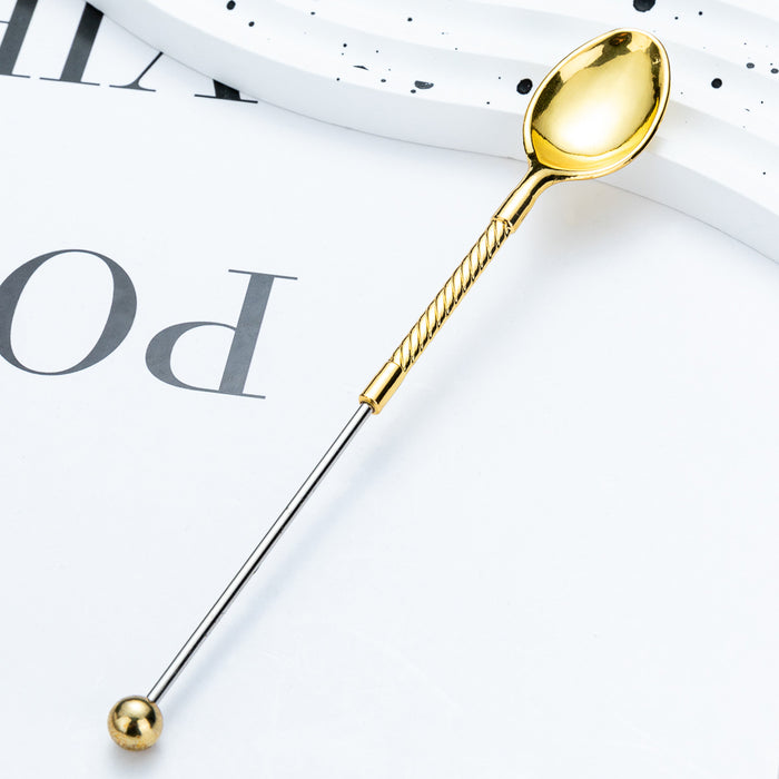 Wholesale New DIY beaded spoon Western restaurant hotel high-end tableware dessert spoon European coffee spoon household long handle spoon