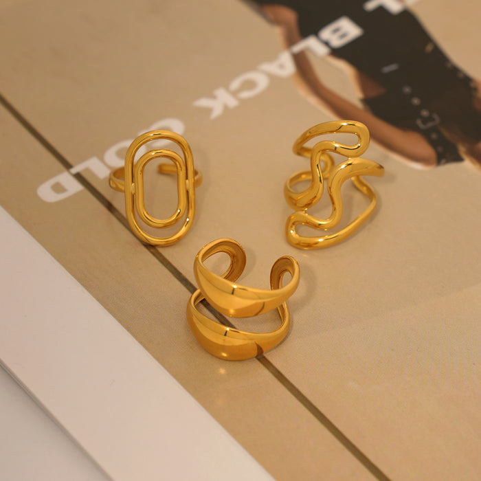 Wholesale Stainless Steel Plated 18K Gold Geometric Open Ring Jewelry Rings