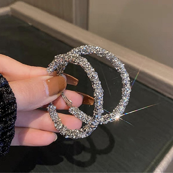 Wholesale Earrings with a high-end feel, full of diamonds, fashionable temperament, circular rings, earrings, pendants, and earrings