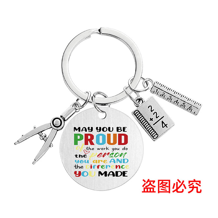 Wholesale Teacher's Day Metal Engraving Keychains JDC-KC-GangGu054