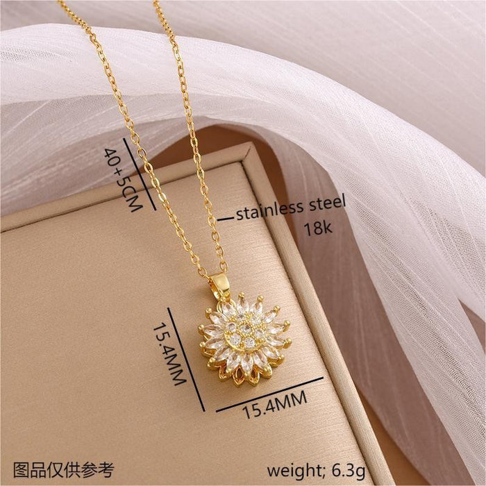 Wholesale Sunflower necklace simple, natural, versatile, trendy inlaid pendant, collarbone chain accessory