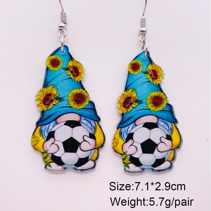 Wholesale football acrylic earrings lovely U-shaped leopard print earrings sports earrings jewelry