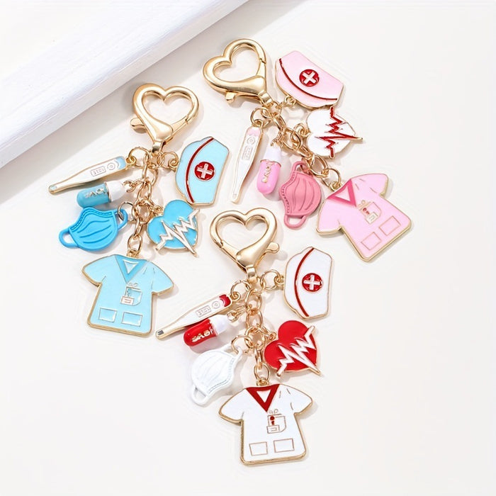 Wholesale Nurse set drip oil alloy keychain bag pendant