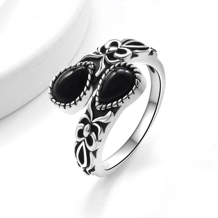 Wholesale Vintage Bohemian Copper Moonstone Ring Open Adjustable Spoon Bow Design Thai Silver Tone Women S Fashion Jewelry Accessory