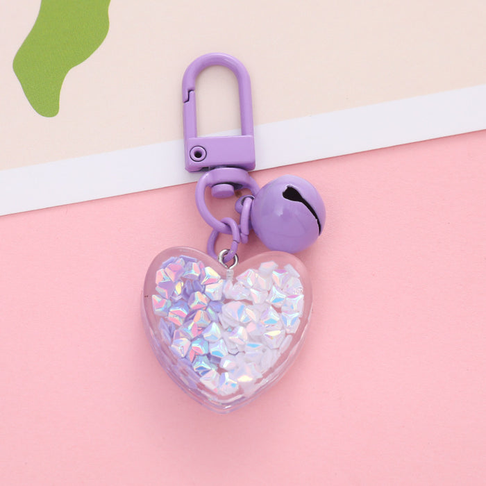 Wholesale Creative Heart Bell Keychain Pendant Peach Heart Accessories