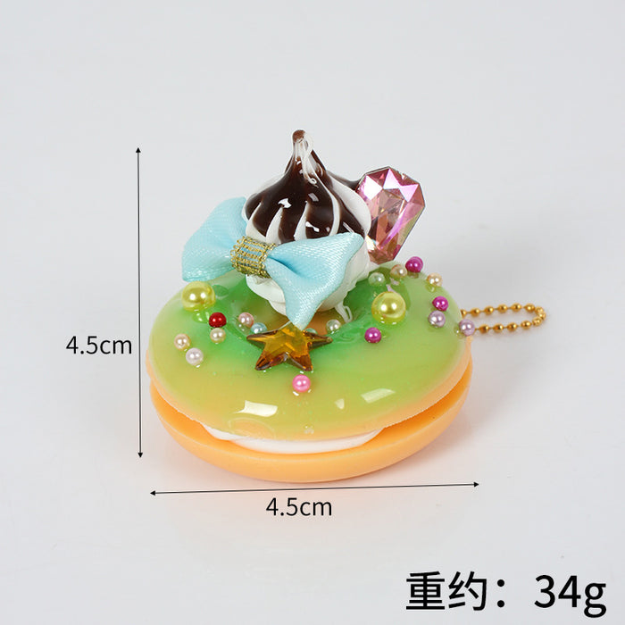 Wholesale PVC Donut Keychain Simulated Dessert Pendant Chic Bag Charm And Car Key Accessory MOQ≥5