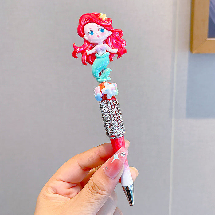 Wholesale Cartoon Plastic Crystal Sparkling Diamond Rotating Bead Neutral Pen JDC-PN-PeiNi001