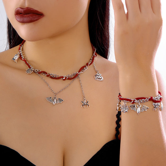 Wholesale  Necklace Women Pumpkin Ghost Bat  Combination Bracelet Horror Jewelry Set