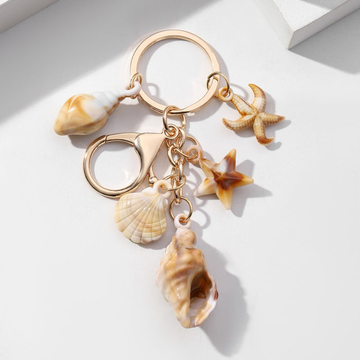 Wholesale Shell Conch Starfish Five-pointed Star Acrylic Keychain JDC-KC-RongRui037