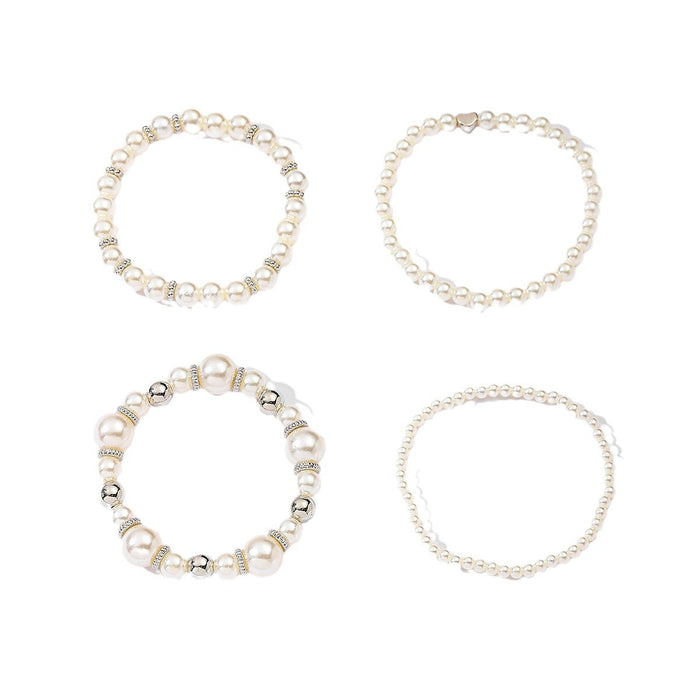 Wholesale Jewelry Fashion Love Pearl Bracelet Alien Pearl Bead Stacked Bracelet Four Piece Set