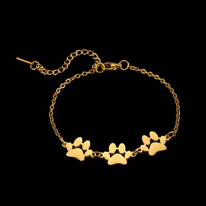 Wholesale 2pcs Stainless Steel Pet Paw Print Bracelet