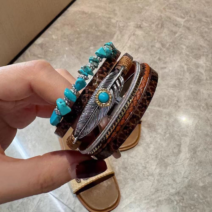 Wholesale Multi-Layer Feather Bracelet Ethnic Retro Bracelet Maillard Antique Bracelet