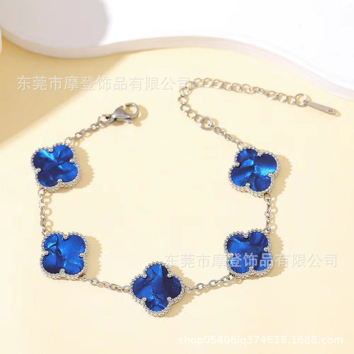 Wholesale titanium steel four-leaf clover bracelet JDC-BT-Modeng002