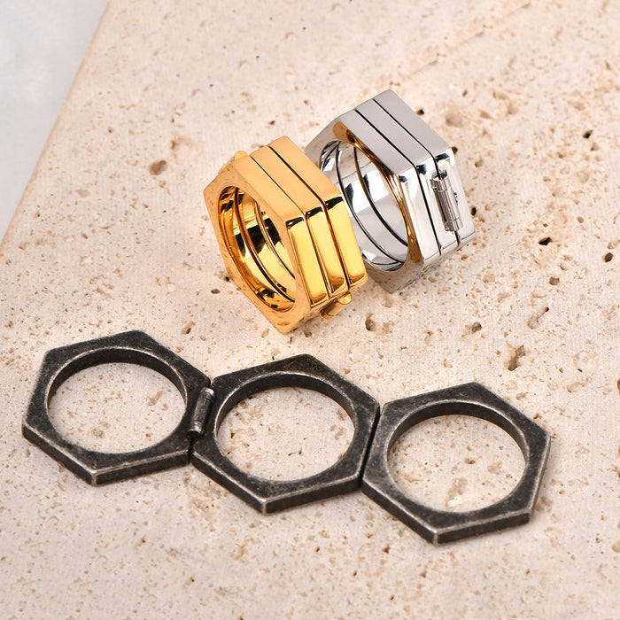 Wholesale Multi-Sided Simple Retro Style Titanium Steel Ring Men' s Ring