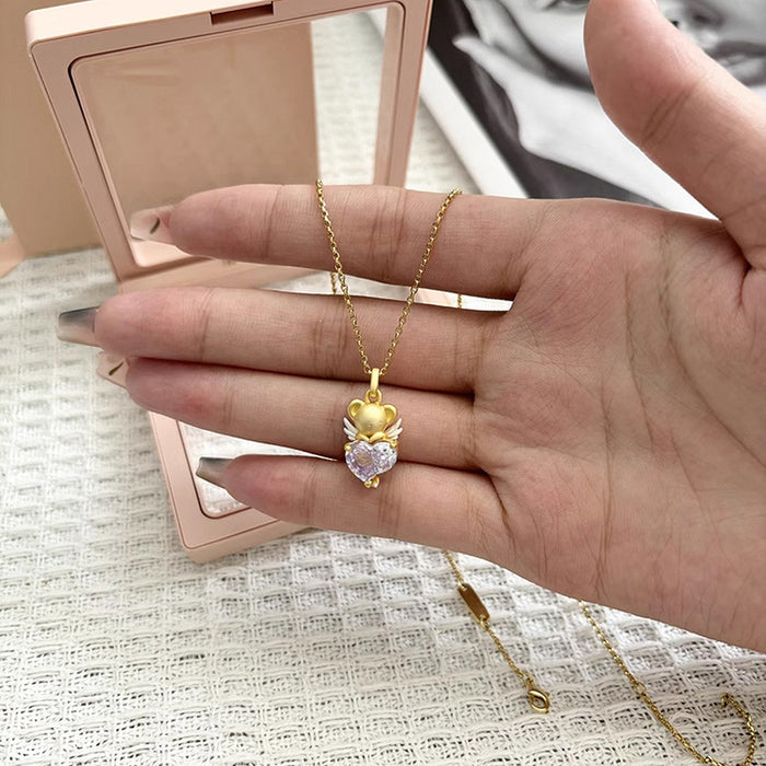 Wholesale 3D Niche Cartoon Heart Necklace  Pendant