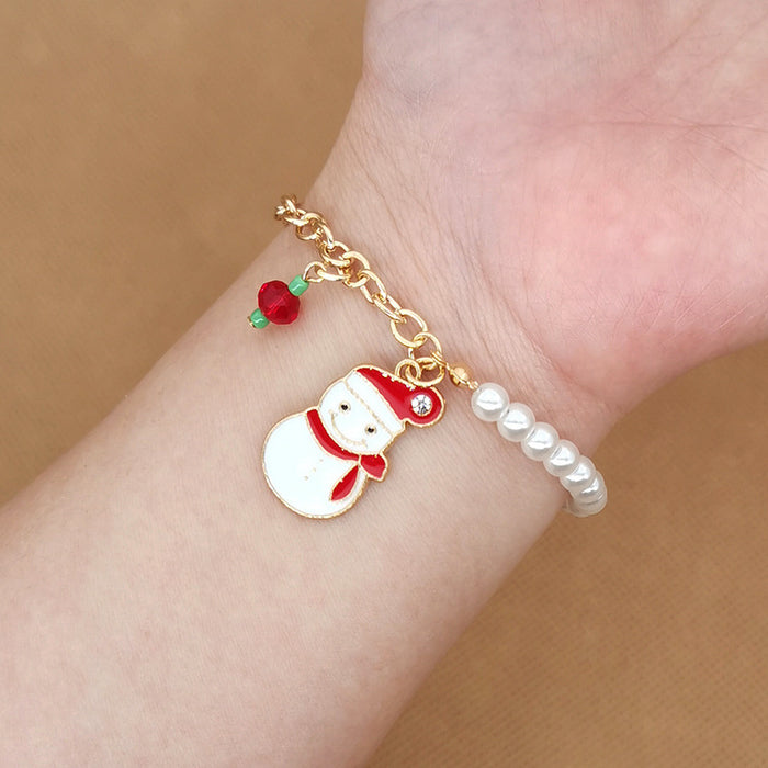 Wholesale Christmas Jewelry Alloy Christmas Tree Old Man Snowman Elk Snowflake Bell Christmas Bracelet