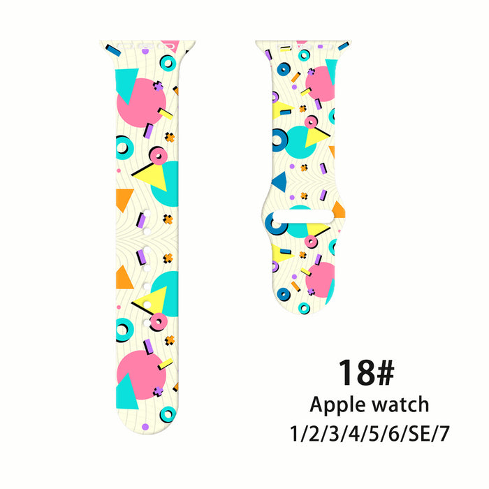 Wholesale Silicone Geometric Print Printed Watch Strap JDC-WD-NuoQi095