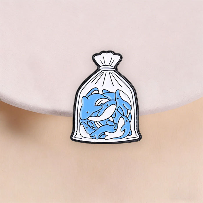 Wholesale Zinc Alloy Blue Dolphin Brooch Pin Cute Cartoon Animal Badge For Bags Backpacks