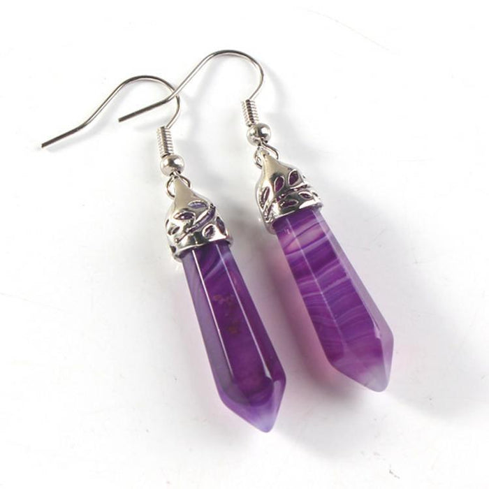 Wholesale Earrings Natural Crystal Natural Gemstone Hexagonal Post JDC-ES-YinW003