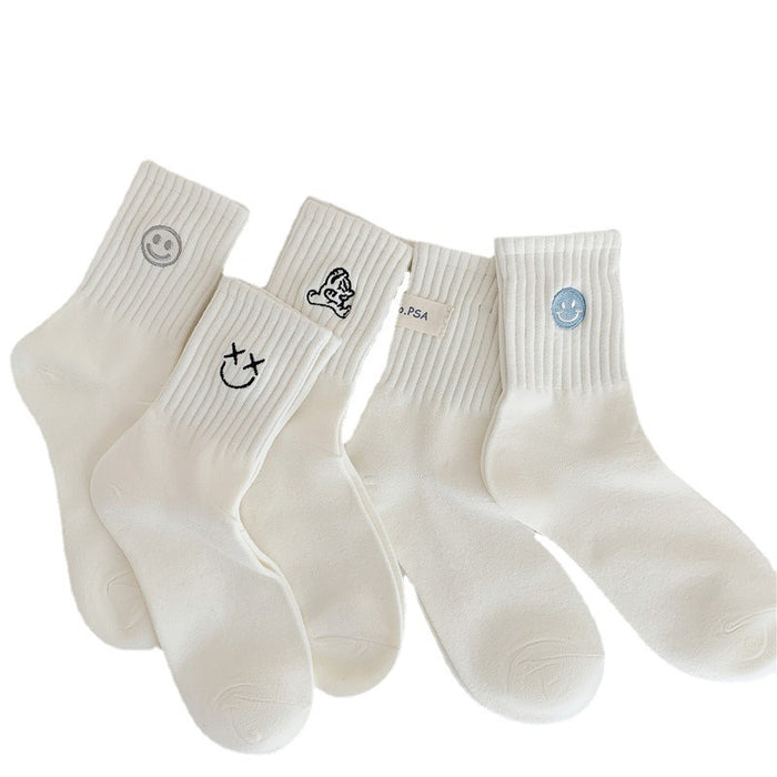 Wholesale Socks Embroidered Smiling Face Middle Socks Sports Long Socks
