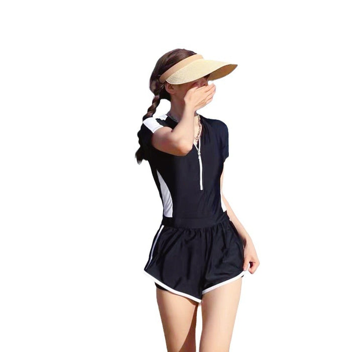 Wholesale Swimsuit women's one-piece sports  version of simple casual conservative slim flesh covering belly hot spring swimsuit professional