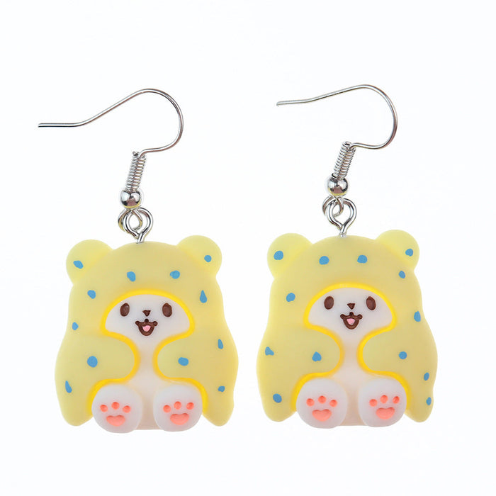 Wholesale Cartoon Animal Hopping Bear Earrings JDC-NS-NiQing013