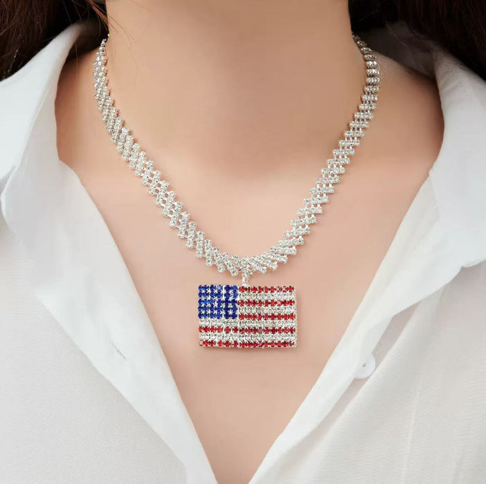 Wholesale Independence Day Rhinestone Necklace
