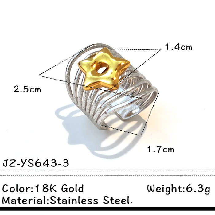 Wholesale stainless steel wide color-blocking Adjustable rings