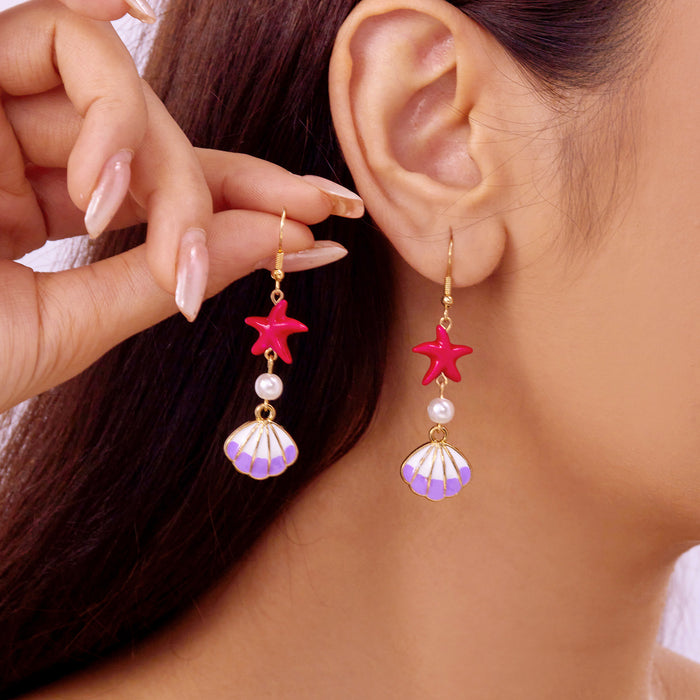 Wholesale  texture conch shell starfish earrings niche  design earrings