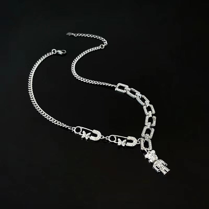 Wholesale Titanium Steel Full Diamond Bear Necklace JDC-NE-JuXing003