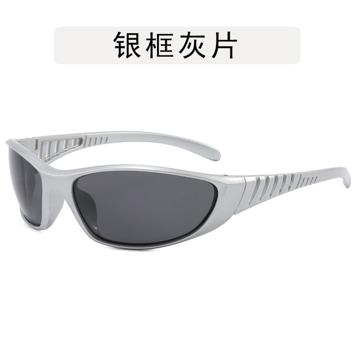 Wholesale Sports sunglasses, silver fashionable glasses, personalized cycling, futuristic, versatile sunglasses