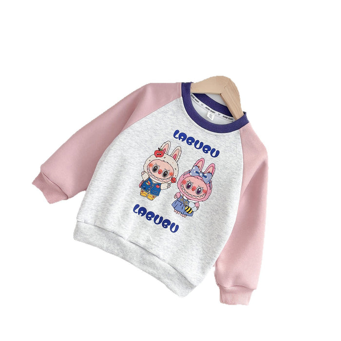 Wholesale Girls'  autumn sweatshirt,  raglan sleeve top,  children' s contrasting collar,  Chinese cotton sweatshirt,  baby loose long-sleeved sweatshirt