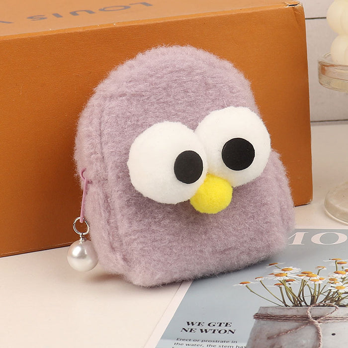 Wholesale Pink Plush Chick Backpack Coin Purse Cute Solid Color Key Pouch Fashion Accessory For Resale
