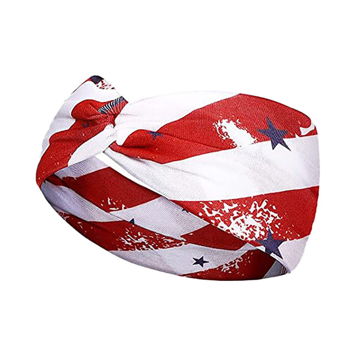 Wholesale 2PCS American Flag Independence Day Stars Knotted Sweat Absorbent Sports Bundle Fabric Headband JDC-HD-YunQ001