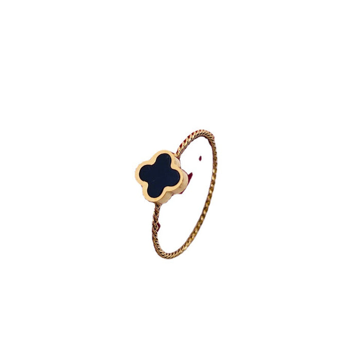 Wholesale Four leaf clover ring, female personality, simple ring, titanium steel, non fading temperament accessory